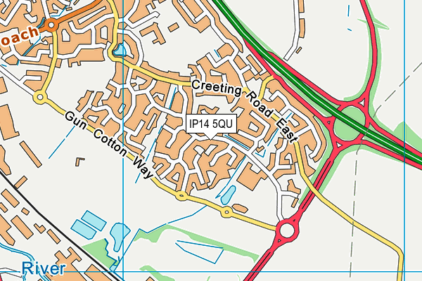 IP14 5QU map - OS VectorMap District (Ordnance Survey)