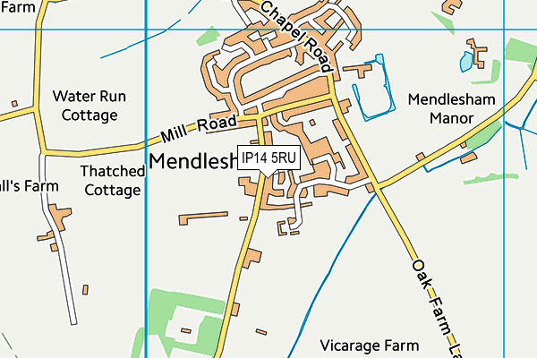 Mendlesham Community Centre & Playing Fields map (IP14 5RU) - OS VectorMap District (Ordnance Survey)