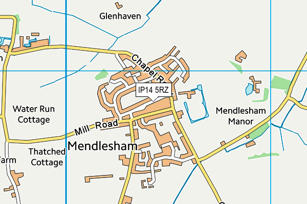 IP14 5RZ map - OS VectorMap District (Ordnance Survey)