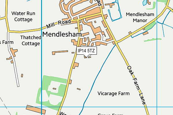IP14 5TZ map - OS VectorMap District (Ordnance Survey)