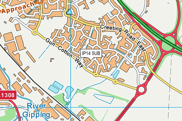 IP14 5UB map - OS VectorMap District (Ordnance Survey)