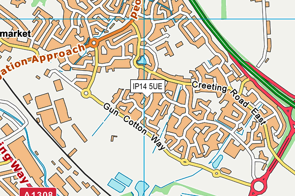 IP14 5UE map - OS VectorMap District (Ordnance Survey)