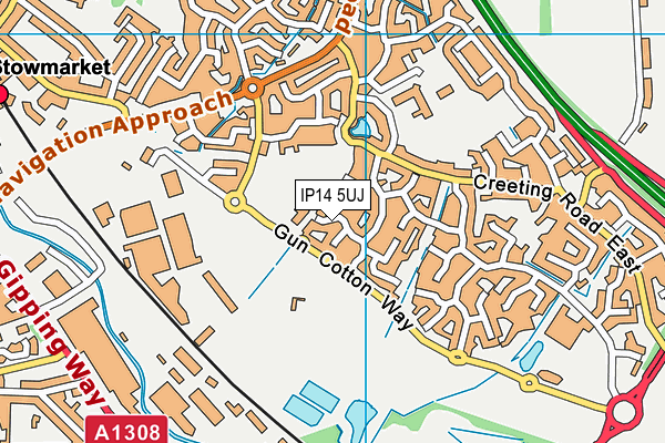 IP14 5UJ map - OS VectorMap District (Ordnance Survey)