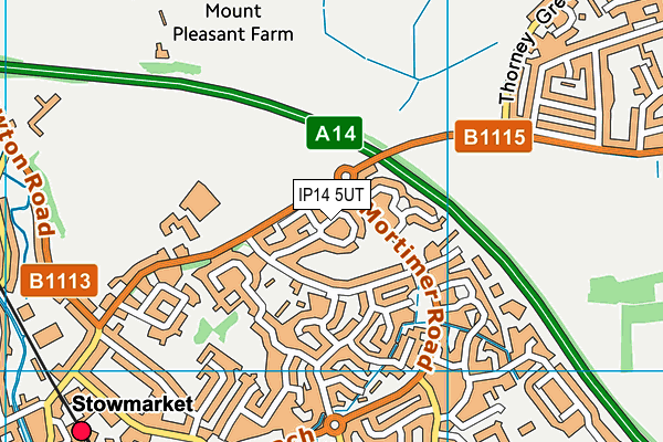 IP14 5UT map - OS VectorMap District (Ordnance Survey)
