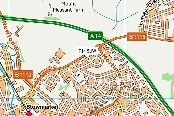 IP14 5UW map - OS VectorMap District (Ordnance Survey)