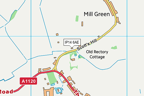 IP14 6AE map - OS VectorMap District (Ordnance Survey)