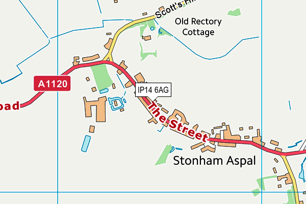 IP14 6AG map - OS VectorMap District (Ordnance Survey)