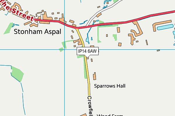 IP14 6AW map - OS VectorMap District (Ordnance Survey)