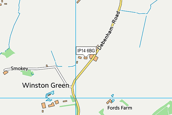 IP14 6BG map - OS VectorMap District (Ordnance Survey)