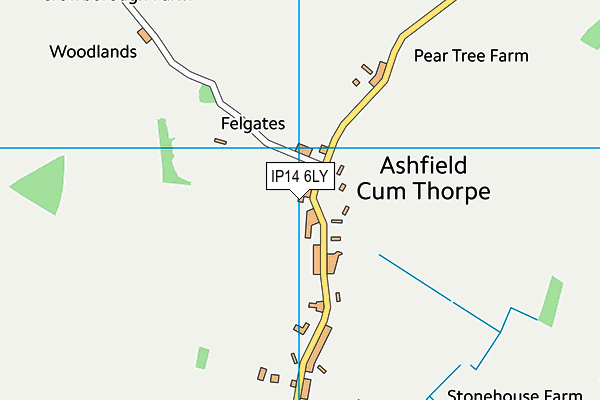 IP14 6LY map - OS VectorMap District (Ordnance Survey)