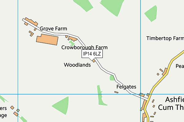 IP14 6LZ map - OS VectorMap District (Ordnance Survey)