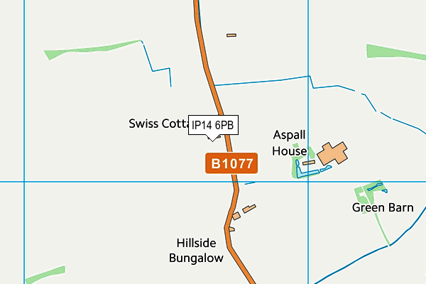 IP14 6PB map - OS VectorMap District (Ordnance Survey)