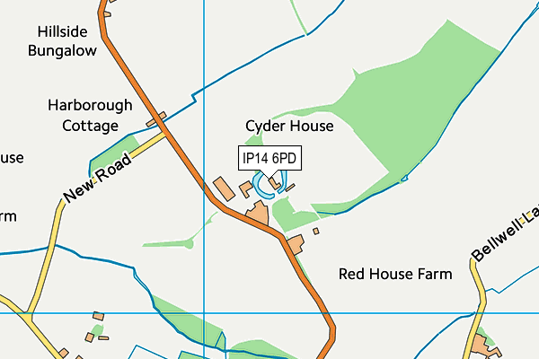 IP14 6PD map - OS VectorMap District (Ordnance Survey)