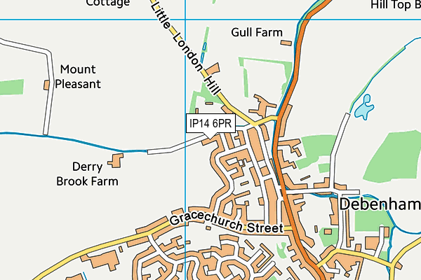 IP14 6PR map - OS VectorMap District (Ordnance Survey)