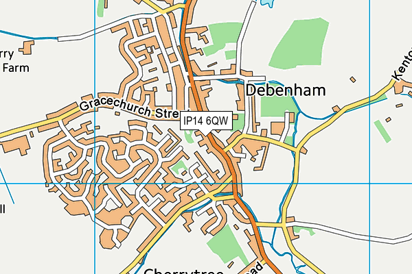 IP14 6QW map - OS VectorMap District (Ordnance Survey)