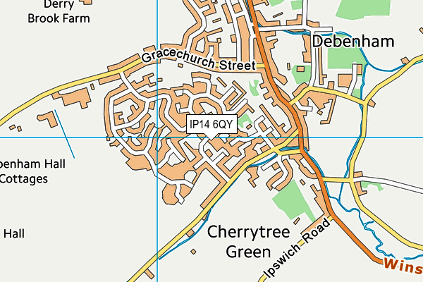IP14 6QY map - OS VectorMap District (Ordnance Survey)