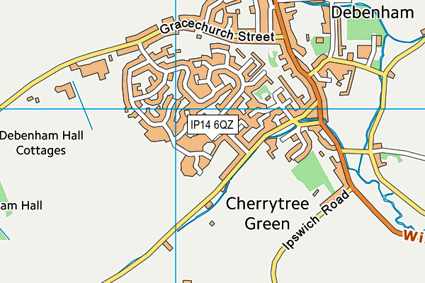 IP14 6QZ map - OS VectorMap District (Ordnance Survey)