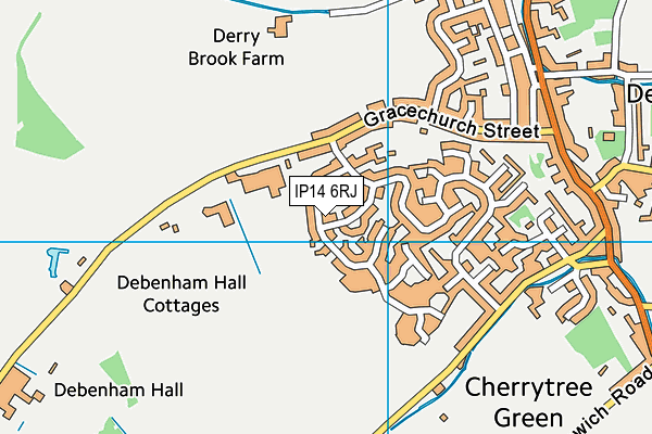 IP14 6RJ map - OS VectorMap District (Ordnance Survey)