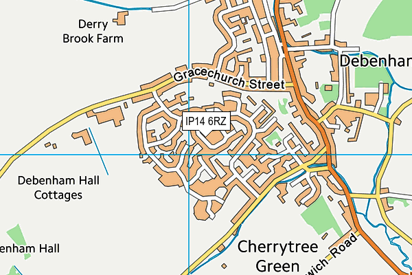 IP14 6RZ map - OS VectorMap District (Ordnance Survey)