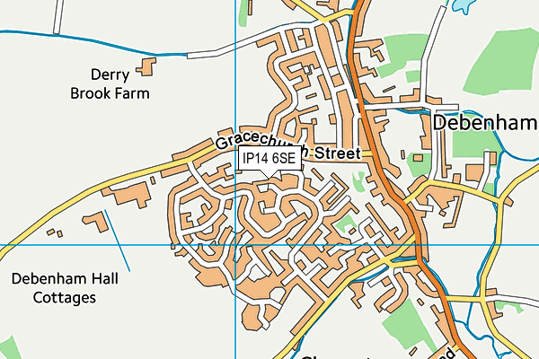 IP14 6SE map - OS VectorMap District (Ordnance Survey)
