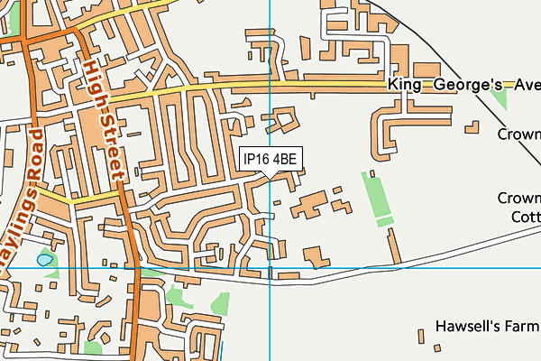 IP16 4BE map - OS VectorMap District (Ordnance Survey)