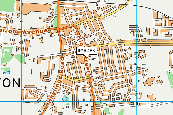 IP16 4BX map - OS VectorMap District (Ordnance Survey)