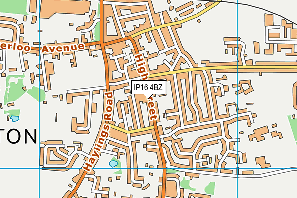 IP16 4BZ map - OS VectorMap District (Ordnance Survey)