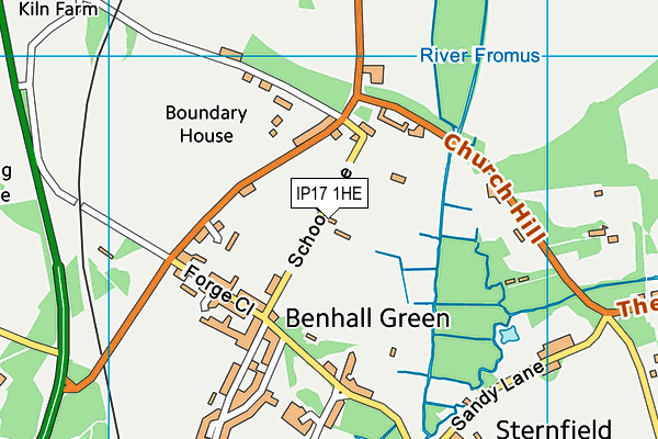 Benhall And Sternfield Ex-servicemens Village Social Club map (IP17 1HE) - OS VectorMap District (Ordnance Survey)