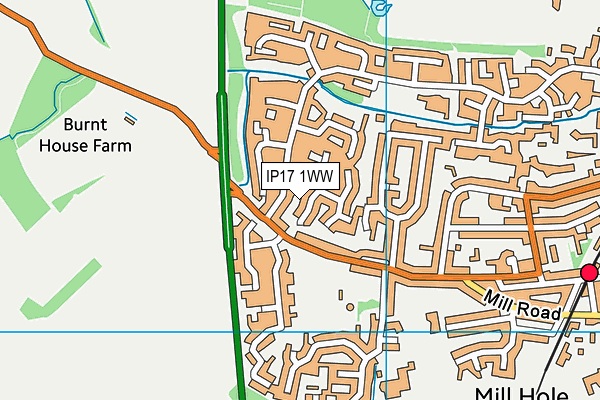 IP17 1WW map - OS VectorMap District (Ordnance Survey)
