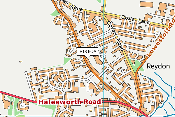 IP18 6QA map - OS VectorMap District (Ordnance Survey)