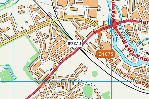 IP2 0AU map - OS VectorMap District (Ordnance Survey)