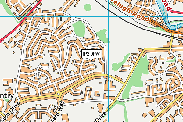 IP2 0PW map - OS VectorMap District (Ordnance Survey)