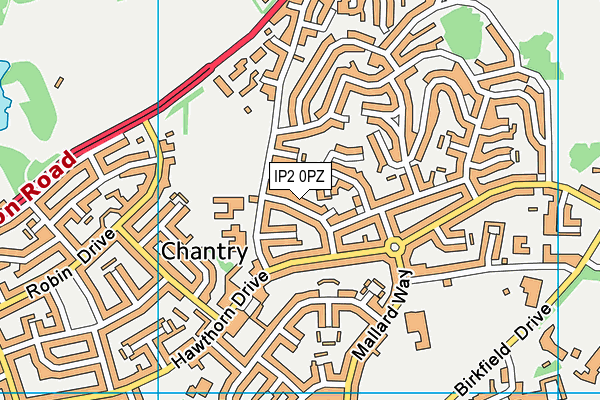 IP2 0PZ map - OS VectorMap District (Ordnance Survey)