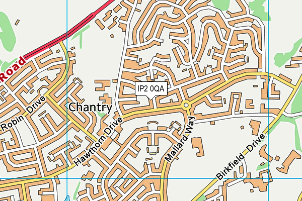 IP2 0QA map - OS VectorMap District (Ordnance Survey)