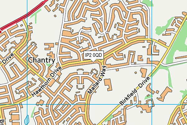 IP2 0QD map - OS VectorMap District (Ordnance Survey)