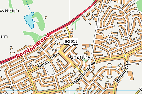 IP2 0QJ map - OS VectorMap District (Ordnance Survey)