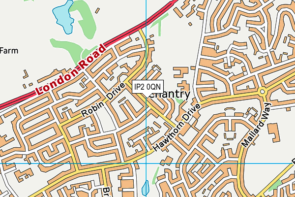 IP2 0QN map - OS VectorMap District (Ordnance Survey)