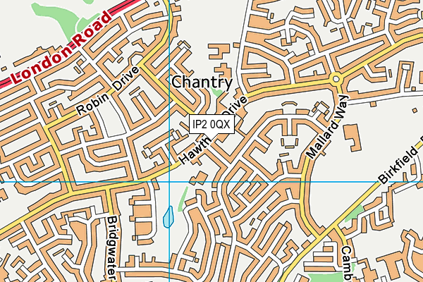 IP2 0QX map - OS VectorMap District (Ordnance Survey)