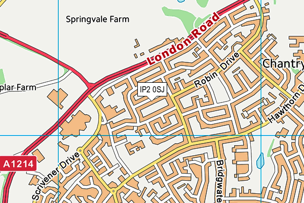 IP2 0SJ map - OS VectorMap District (Ordnance Survey)