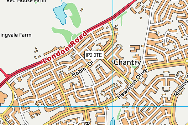 IP2 0TE map - OS VectorMap District (Ordnance Survey)