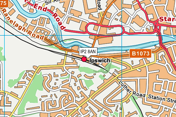 IP2 8AN map - OS VectorMap District (Ordnance Survey)