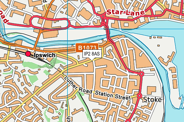 IP2 8AS map - OS VectorMap District (Ordnance Survey)