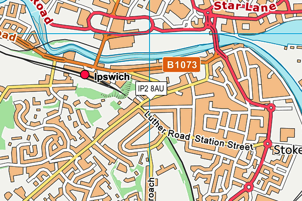 IP2 8AU map - OS VectorMap District (Ordnance Survey)