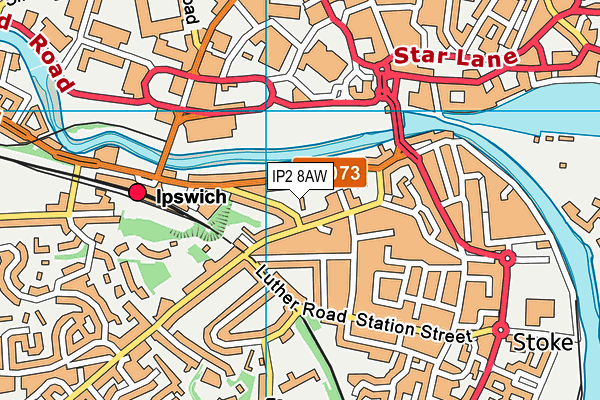 IP2 8AW map - OS VectorMap District (Ordnance Survey)