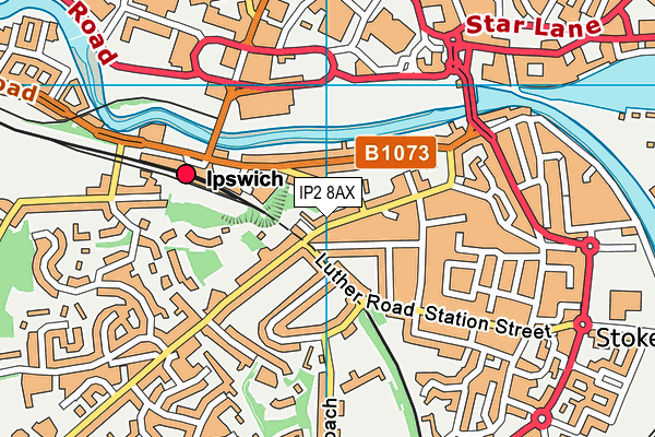 IP2 8AX map - OS VectorMap District (Ordnance Survey)