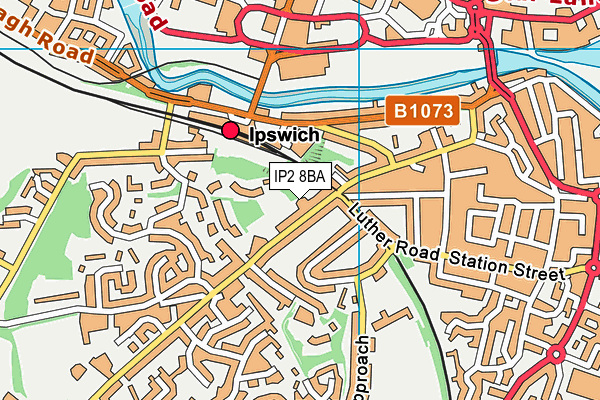 IP2 8BA map - OS VectorMap District (Ordnance Survey)