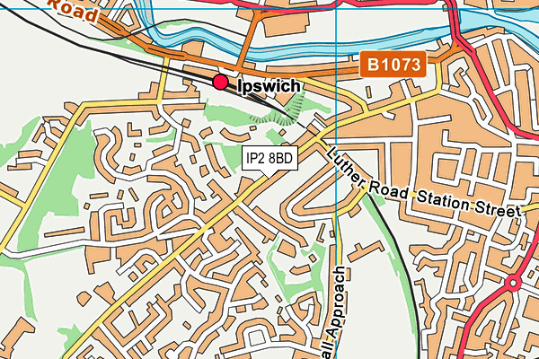 IP2 8BD map - OS VectorMap District (Ordnance Survey)