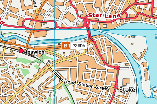 IP2 8DA map - OS VectorMap District (Ordnance Survey)