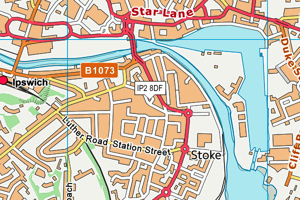 IP2 8DF map - OS VectorMap District (Ordnance Survey)