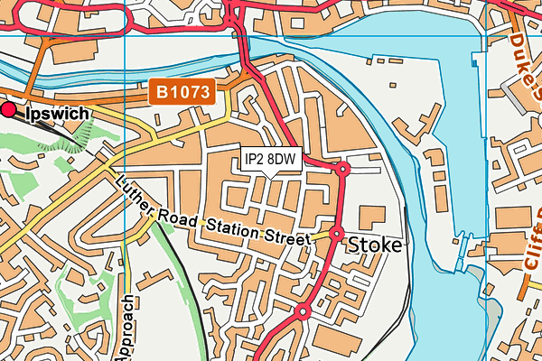 IP2 8DW map - OS VectorMap District (Ordnance Survey)